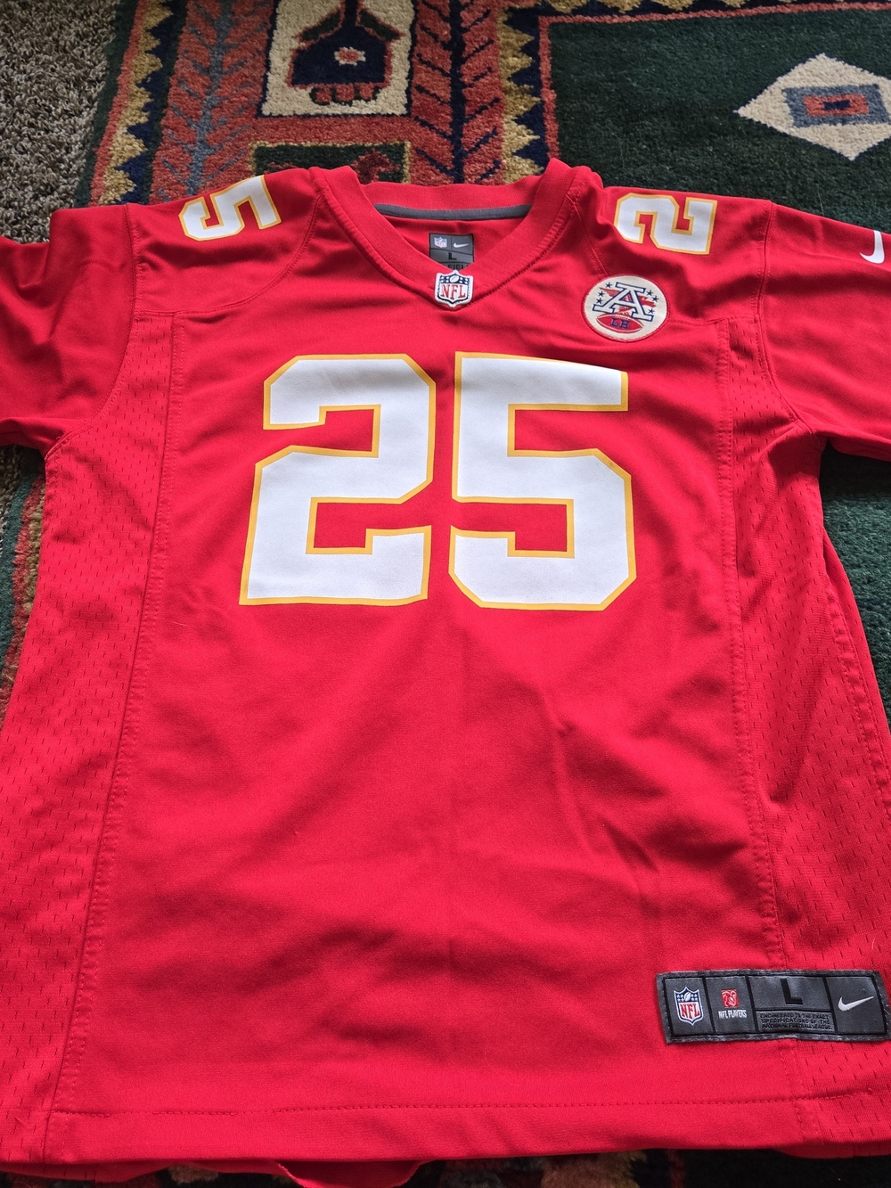 Nike Chiefs Jamaal Charles #25 Youth L Jersey Red NFL AFL Lamar Hunt Patch